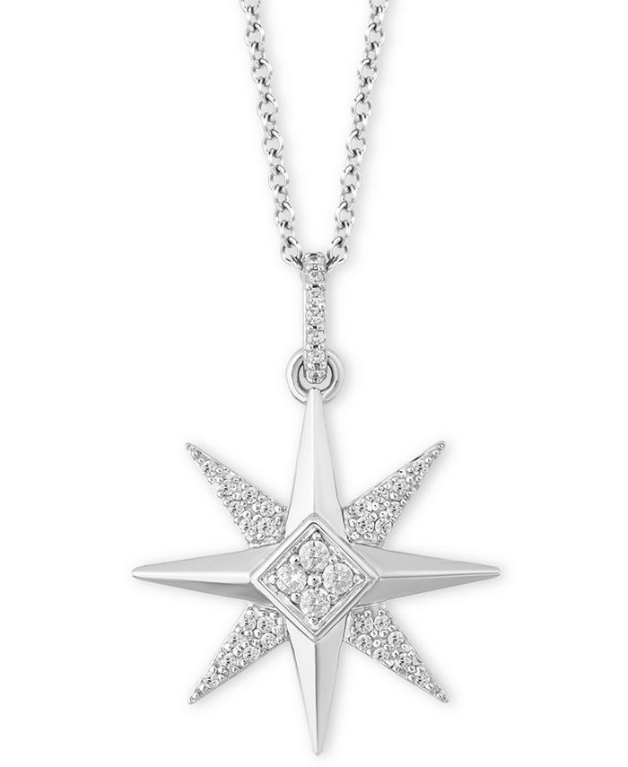 Hallmark Diamonds - Diamond Celestial Star Joy Pendant Necklace (1/6 ct. t.w.) in Sterling Silver, 16" + 2" extender