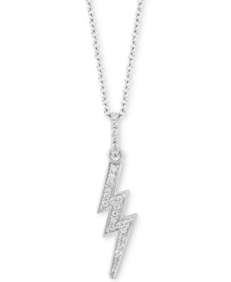 Hallmark Diamonds - Diamond Lightening Bolt Pendant Necklace (1/10 ct. t.w.) in Sterling Silver