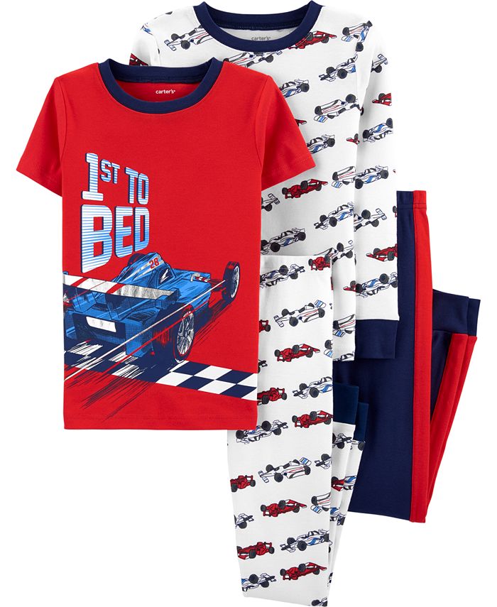 Carter's Big Boys 4-Pc. Race Car Printed Cotton Pajamas - Macy's