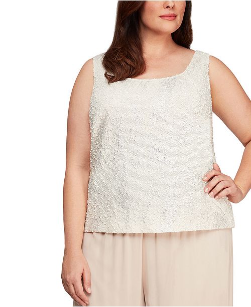 Alex Evenings Plus Size Jacquard Knit Jacket & Top Set & Reviews - Separates - Plus Sizes - Macy's
