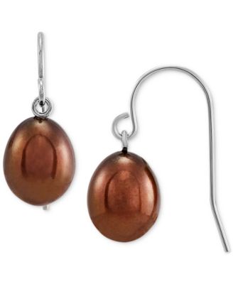 Giani Bernini - Chocolate Cultured Freshwater Pearl (7mm) Drop Earrings in Sterling Silver