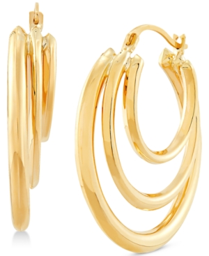 image of Polished Triple Hoop Earrings in 14k Gold