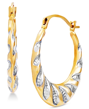 image of Small Two-Tone Hoop Earrings in 14k Gold & Rhodium-Plate