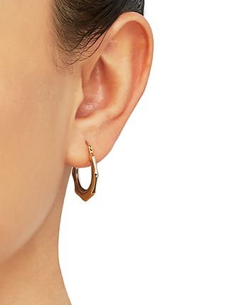 Macy's - Two-Tone Octagon Hoop Earrings in 14k Gold & White Rhodium-Plate