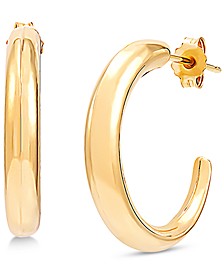 Polished Tapered Hoop Earrings in 14k Gold