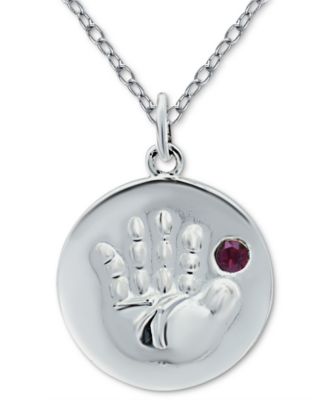 Giani Bernini - Swarovski Crystal Birth Month "Handprint" Disc 18" Pendant in Sterling Silver