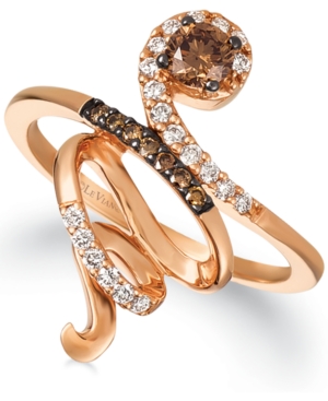 image of Le Vian Chocolate Diamonds (1/3 ct. t.w.) & Vanilla Diamonds (1/6 ct. t.w.) Crossover Ring in 14k Rose Gold