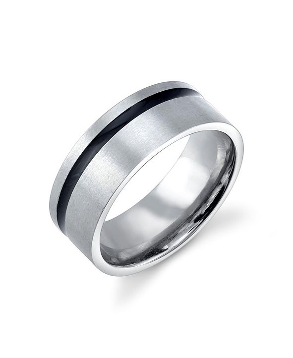 He Rocks Stainless Steel Ring Featuring Black Line Design & Reviews ...