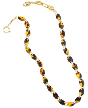 image of Trifari 14K Gold-Plated Tortoise-Look Link Collar Necklace