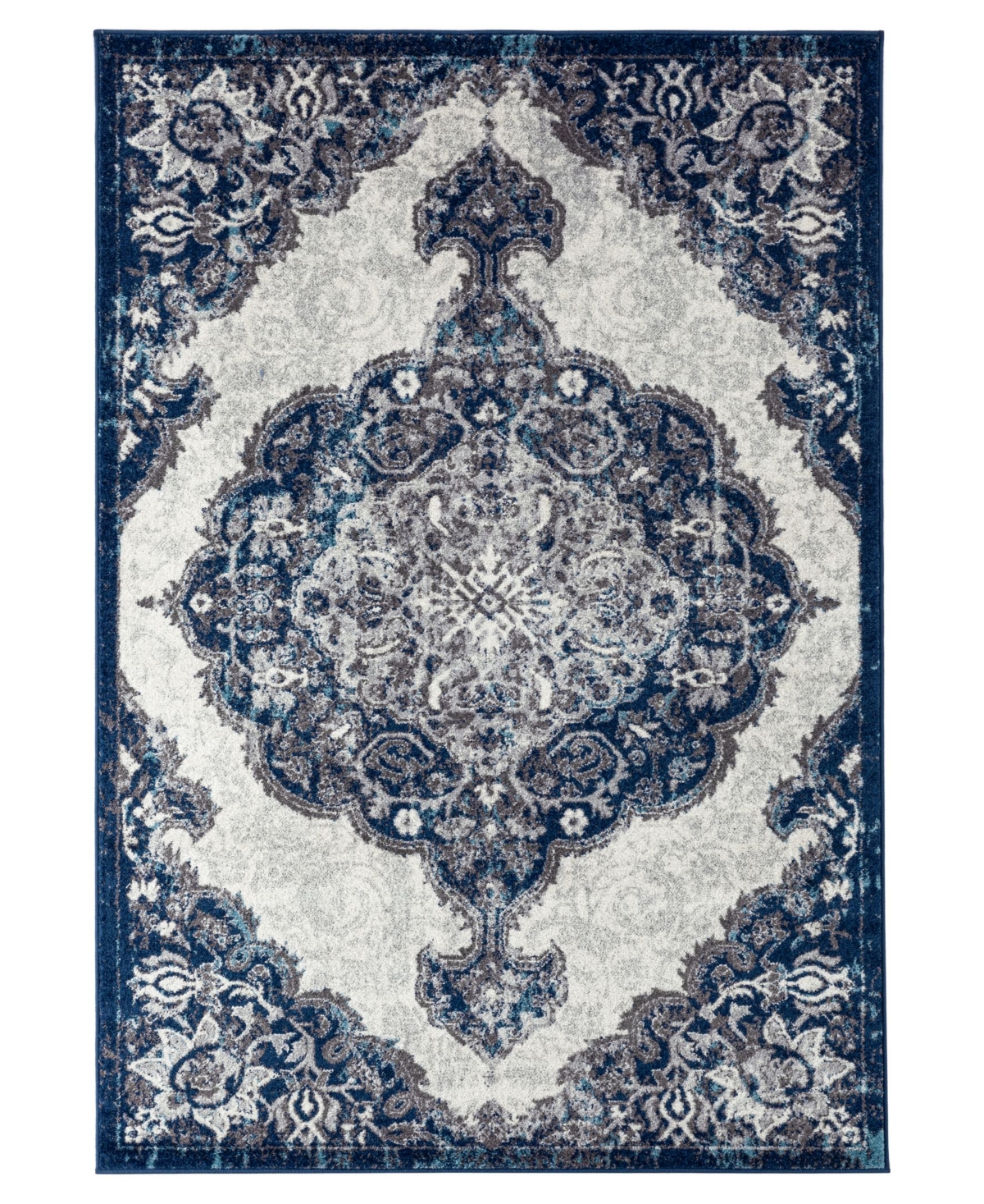 Amer Rugs Alexandria Alx-86 Ivory/navy 7'9" X 9'9" Area Rug In Ivory,navy