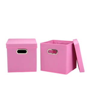 Shop Household Essentials Household Essential Storage Bins With Lids, Set Of 2 In Pink