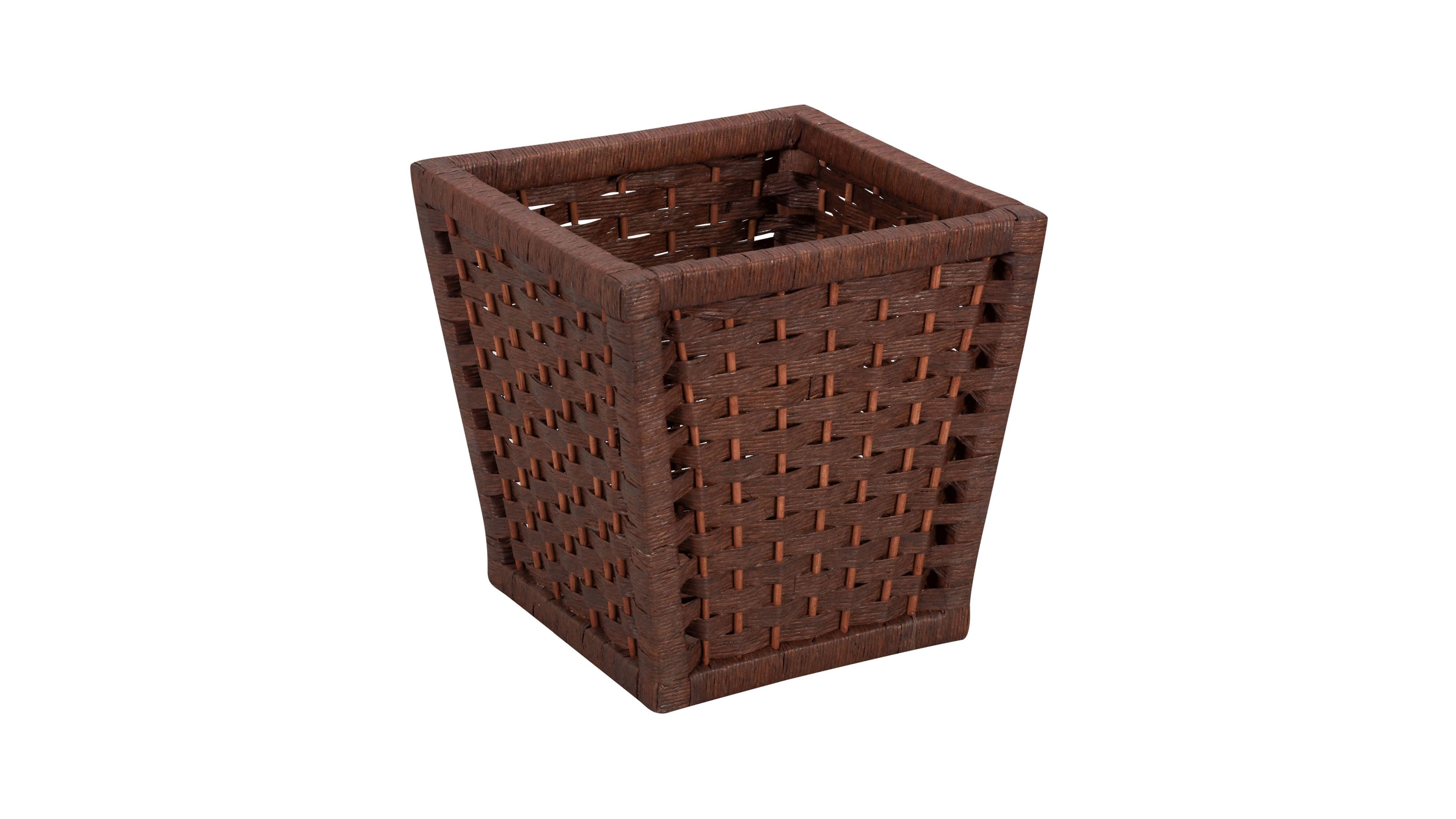 Household Essentials Woven Waste Basket, 3 Gallons, Handwoven Paper Rope with Removable Plastic Liner