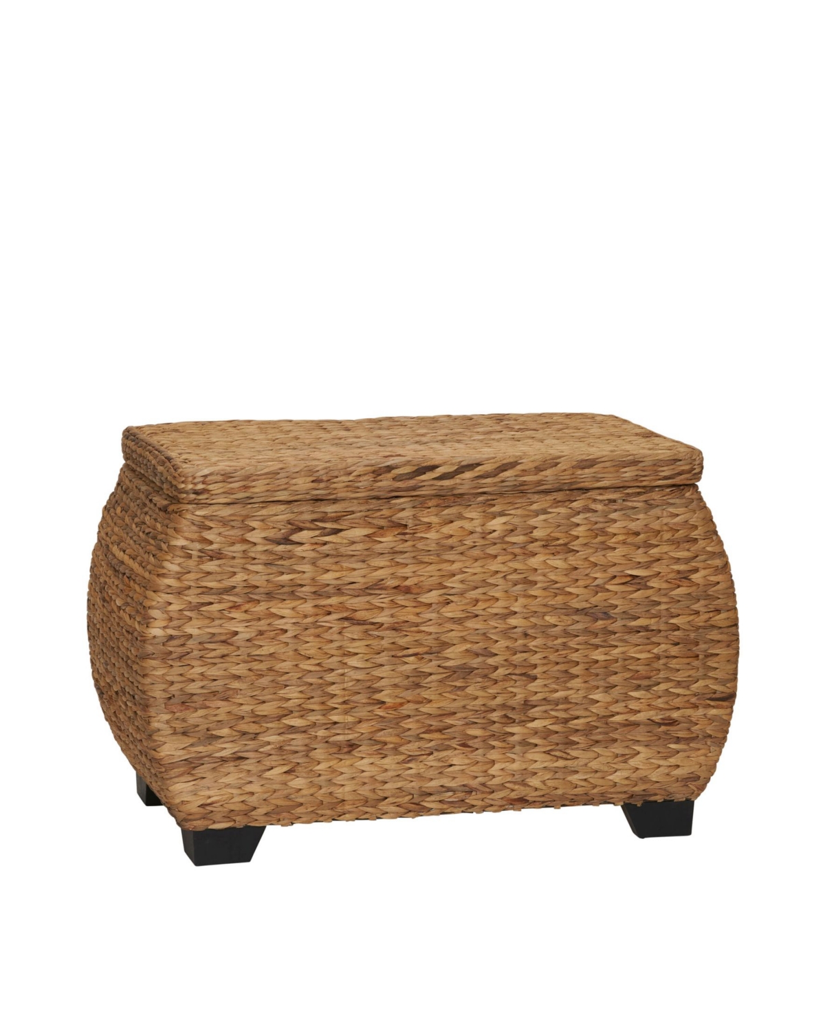 Household Essential Large Curved Wicker Storage Chest with Liner Water Hyacinth - Brown
