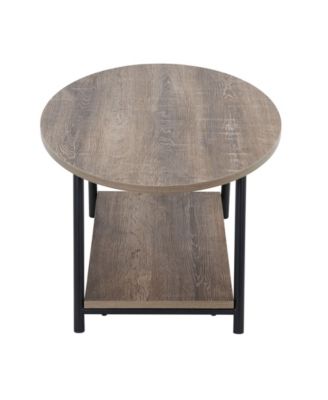 Household Essential Oval Coffee Table 2 Tier With Storage Shelf