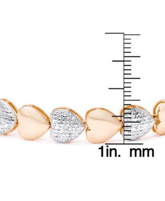 Diamond Accent Heart Link Bracelet in Silver Plate, Gold Plate or Rose Gold Plate