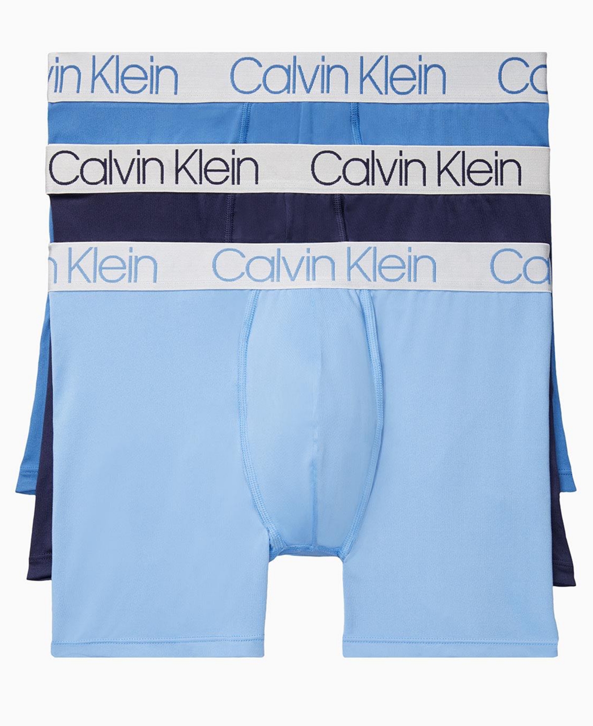Calvin Klein Men's 3-pack Chromatic Microfiber Boxer Brief Underwear In Peacoat,delft,silver Lake Blue