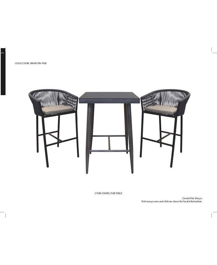 Furniture Braxtyn Outdoor 3pc Set Bar Collection (1 Bar Table & 2 Bar