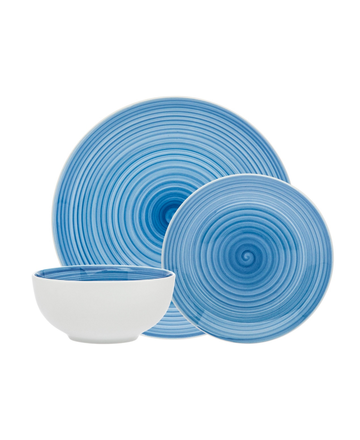 Spiral Blue 12-pc Porcelain Dinnerware Set - Blue