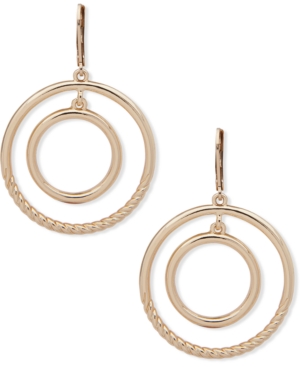 image of Anne Klein Gold-Tone Orbital Drop Earrings