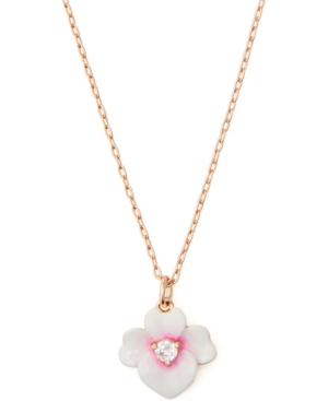 image of Kate Spade New York Gold-Tone Cubic Zirconia Flower Pendant Necklace, 16
