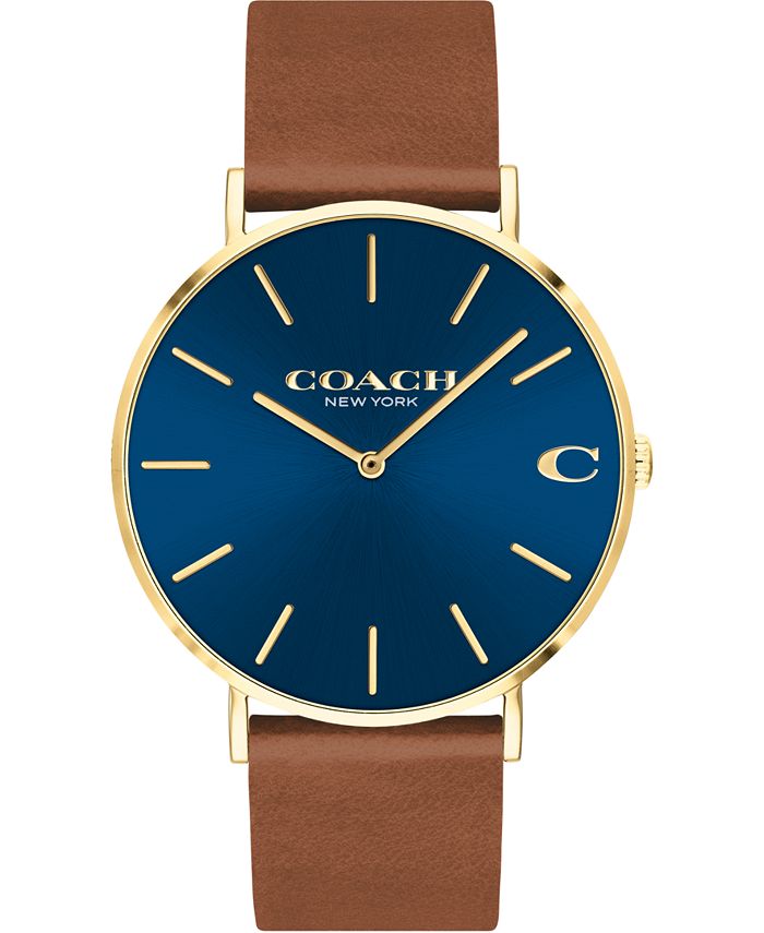 COACH Men's Charles Brown Leather Strap Watch 41mm Macy's