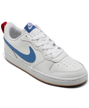 Nike Kids Big Girls Court Borough Low 2 Casual Sneakers From Finish Line In White Pacific Blue Modesens