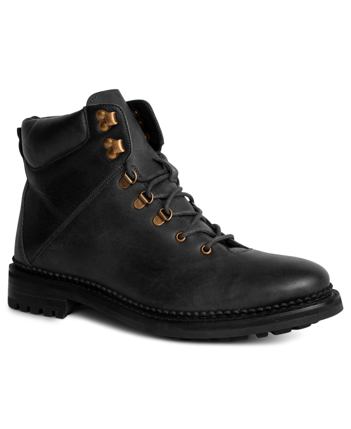 Rockefeller Men's Leather Hiking Boots - Black