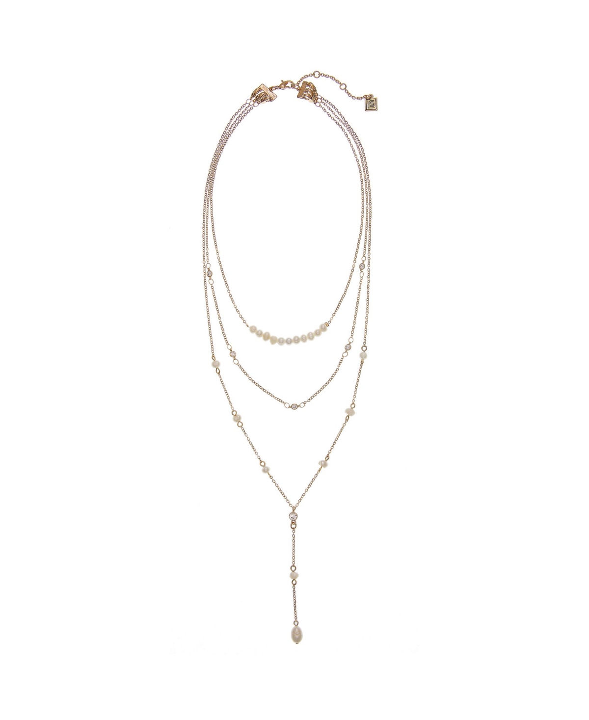 Fresh Water Imitation Pearls Convertible Necklace - Gold-tone
