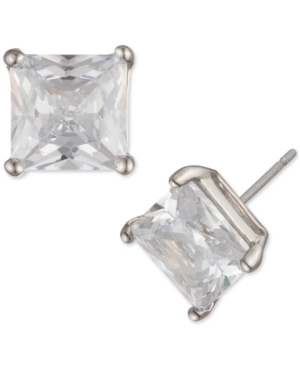 image of Givenchy Silver-Tone Princess-Cut Crystal Stud Earrings