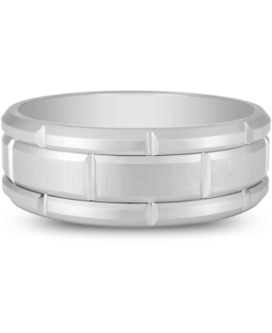 image of Men-s Brick Texture Band in White Ion-Plated Tantalum