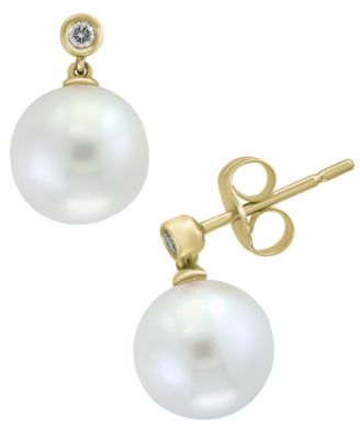 EFFY® Cultured Freshwater Pearl (8mm) & Diamond (1/20 ct. t.w.) Drop ...