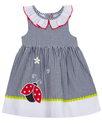 Rare Editions - Toddler Girls Ladybug Seersucker Gingham Dress