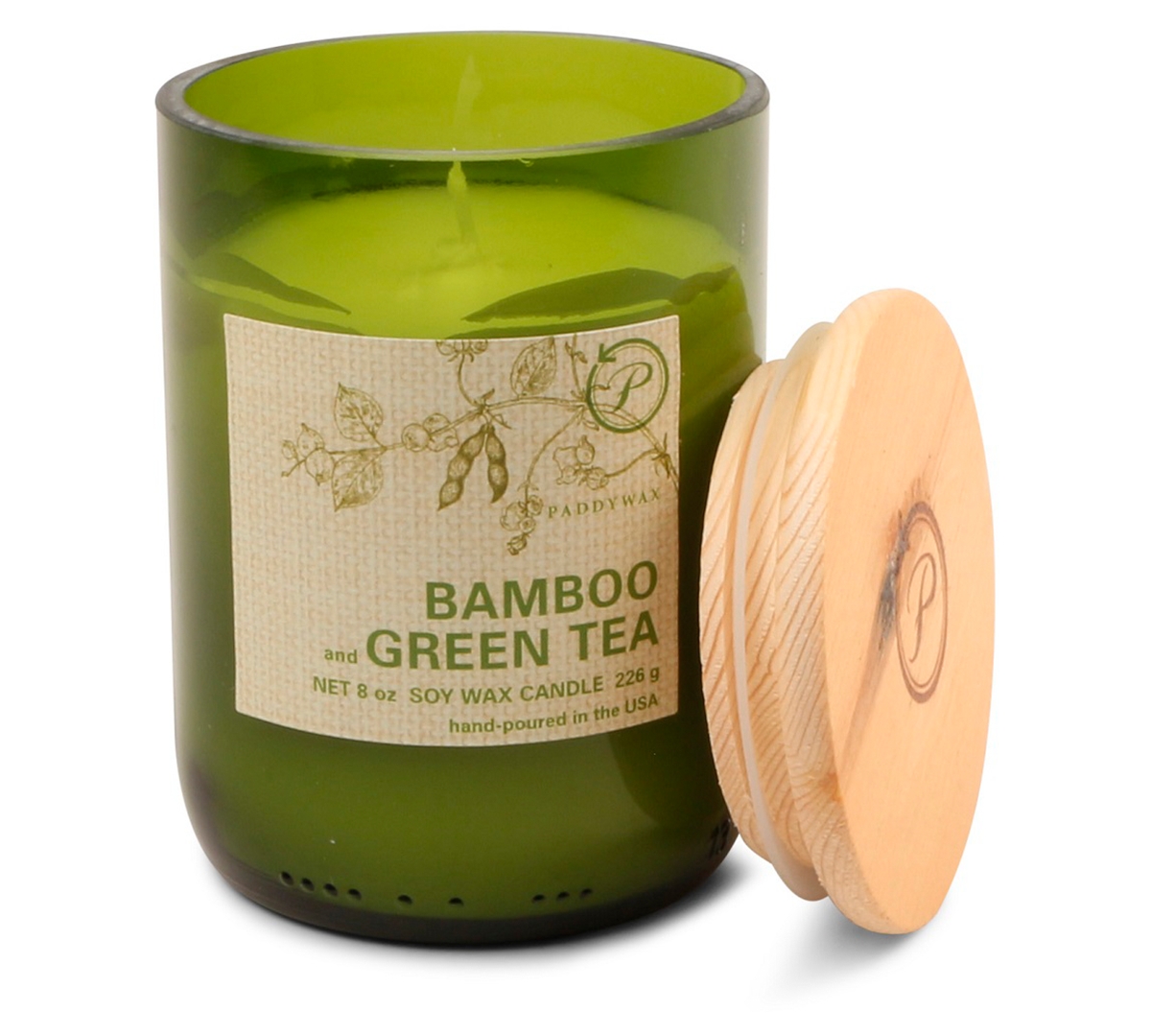 Paddywax Eco Green Glass Candle - Bamboo & Green Tea, 8-oz.