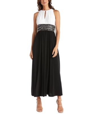 R&M Richards Women's Beaded Waist Gown | Empire Style Evening Dress