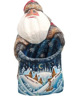 G.debrekht Woodcarved Hand Painted Starlight Yuletide Santa Figurine In Multi
