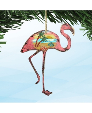 Designocracy Rustic Flamingo Wooden Ornaments Set of 2