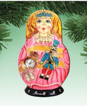 Designocracy Matreshka Doll Wooden Ornaments Set of 2