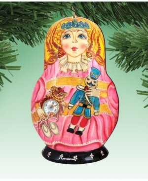 Designocracy Matreshka Doll Wooden Ornaments, Set Of 2 In Multi