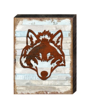 Designocracy Rustic Wolf Face Wooden Block In Multi