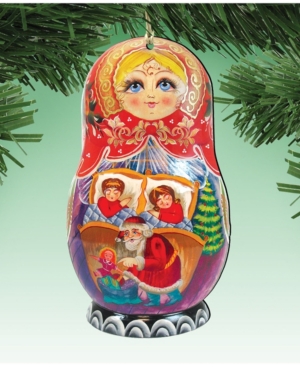Designocracy Matreshka Doll Wooden Ornaments Set of 2