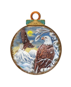 Designocracy Eagles Ball Wooden Ornaments, Set Of 2 In Multi