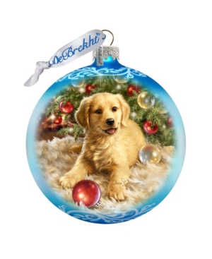 G.debrekht Christmas Puppy Glass Ornament By Dona Gelsinger In Multi
