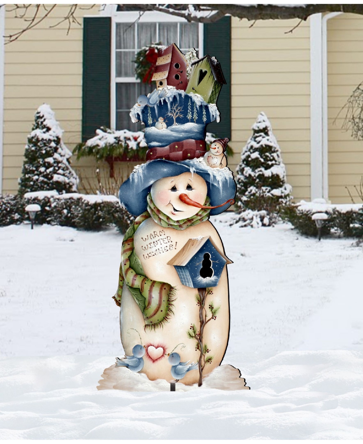 Blue White Warm Winter Wish Oversized Garden Decoration by Jamie Mills Price - Multi