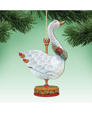 Designocracy Carousel Goose Wooden Christmas Ornament Set of 2