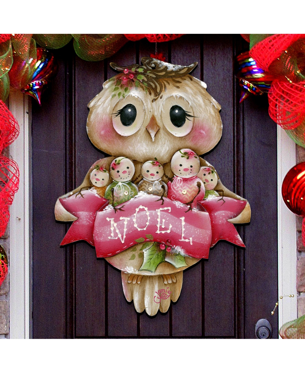 Jamie Mills Price Christmas Owl You Need Is Love Wooden Decorative Door Hanger - Multi