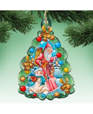Designocracy Christmas Arrival Wooden Ornament Set of 2