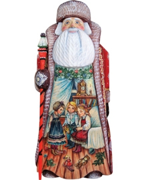 G.debrekht Woodcarved Hand Painted Classic Christmas Santa Wood Carved Figurine In Multi
