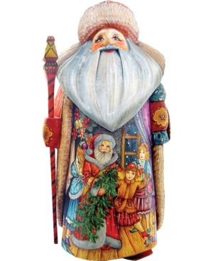 G.debrekht Woodcarved Hand Painted Christmas Night Father Frost Santa Figurine In Multi