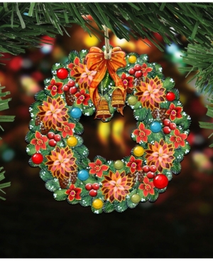 Designocracy Christmas Wreath Wooden Ornament Set of 2