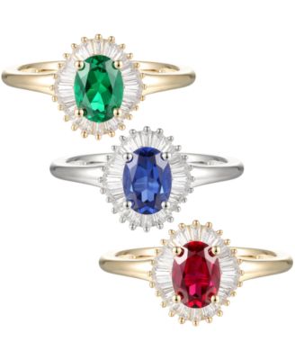 Sapphire (1 ct. t.w.) & Diamond (1/4 ct. t.w.) Ring in 14k White Gold (Also Available in Emerald, Tanzanite & Ruby)